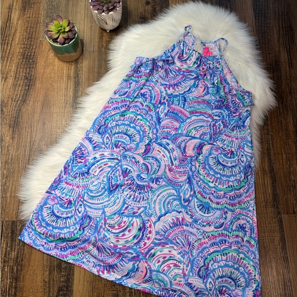 Lilly Pulitzer Billie Ruffled Tank Dress Happy as a Clam Vibrant Patterned Sz S - Picture 2 of 6